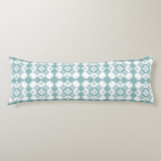 Teal Weiß Karo Argyle-Muster Seitenschläferkissen (Vorderseite)