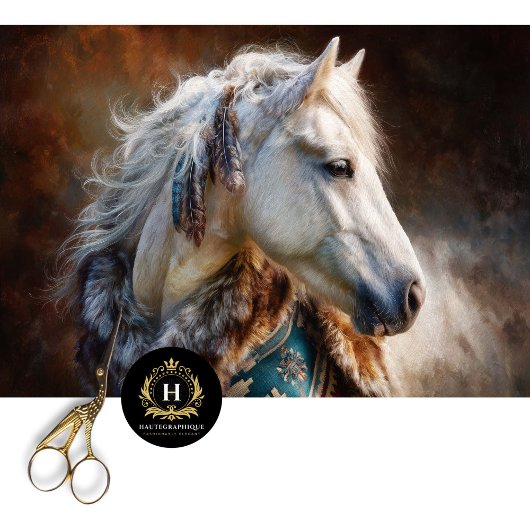 Teal Western Ivory Stallion Tissue Paper Seidenpapier