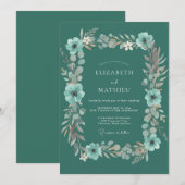 Teal Whimsical Blossom Hochzeit Einladung (Vorne/Hinten)