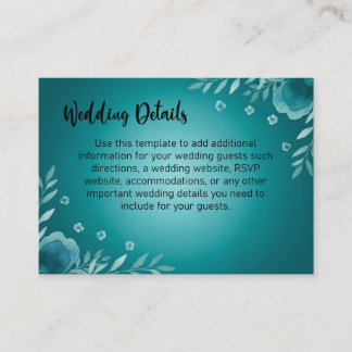 Teal Whisper Blooms Hochzeit Begleitkarte