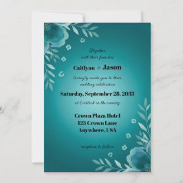 Teal Whisper Blooms Hochzeit Einladung