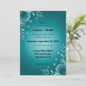 Teal Whisper Blooms Hochzeit Einladung (Stehend Vorderseite)
