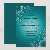 Teal Whisper Blooms Hochzeit Einladung (Vorne/Hinten)