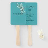 Teal Whisper Blooms Hochzeit Fächer (Vorne und Hinten)