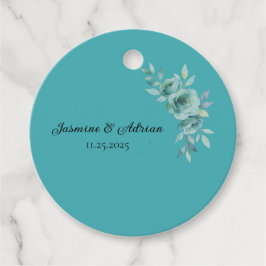 Teal Whisper Blooms Hochzeit Geschenkanhänger