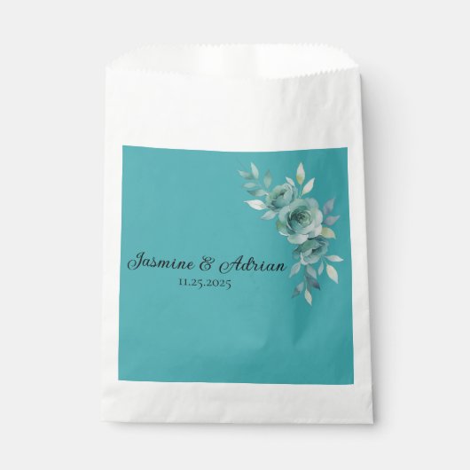 Teal Whisper Blooms Hochzeit Geschenktütchen (Vorderseite)