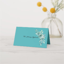 Teal Whisper Blooms Hochzeit Platzkarte