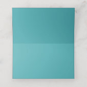 Teal Whisper Blooms Hochzeit Platzkarte (Innenseite Aufgefaltet)