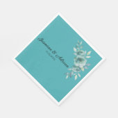Teal Whisper Blooms Hochzeit Serviette (Ecke)