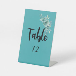 Teal Whisper Blooms Hochzeit Sockelschild