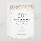 Teal White Gold 50th Wedding Anniversary  Einladung (Vorderseite)
