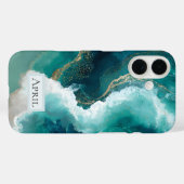 Teal, White & Gold Marmor Case-Mate iPhone-Hülle iPhone Hülle (Rückseite (Horizontal))