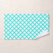Teal White Harlequin Diamond Stripes Pattern Handtuch (Handtuch)