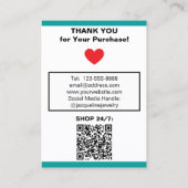 Teal White Necklace Earrings Website QR Code Visitenkarte (Rückseite)