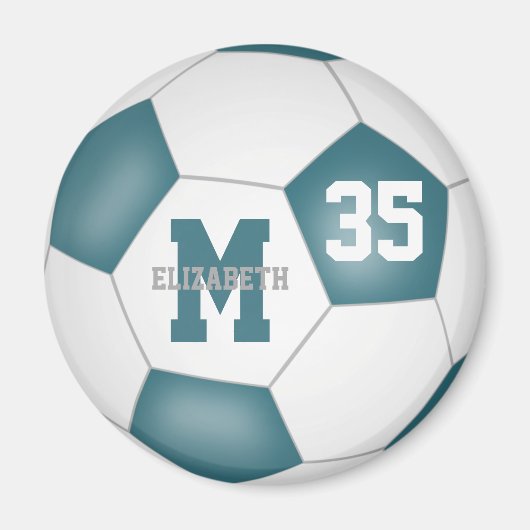 teal white soccer team colors magnet (Vorne)