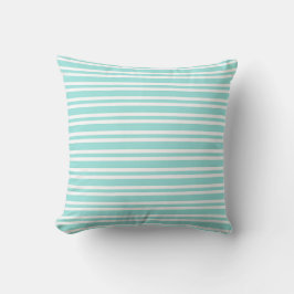 Teal White Stripes Seamless Pattern Kissen