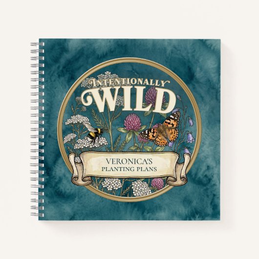 Teal Wild Pollinator Garten Notizbuch (Vorderseite)