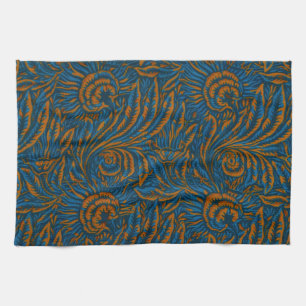 Teal William Morris Stil Akanthusblatt Botanisch Geschirrtuch