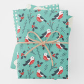 Teal Winter Christmas Theme Patterned Gift Geschenkpapier Set (Beispiel)