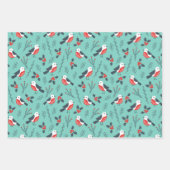 Teal Winter Christmas Theme Patterned Gift Geschenkpapier Set (Vorderseite)
