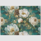 Teal Winter Peony Seamless Decoupage Seidenpapier (Vorderseite)