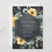 Teal Yellow Botanical Romance Wedding Einladung (Vorderseite)