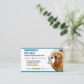 Teal & Yellow Pet Emergency Veterinary - Emergency Visitenkarte (Stehend Vorderseite)