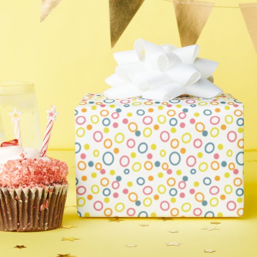 Teal Yellow Pink Orange Dots Circles  Geschenkpapier (Geburtstagsparty)