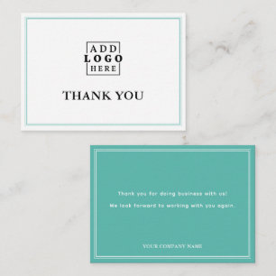 Teal Zwei Rand Geschäft Logo Danke   Mitteilungskarte