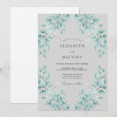 Tealblatt-Blütenhochzeit Einladung (Vorne/Hinten)