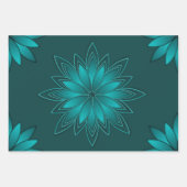 Tealblatt-Mandala-Design auf Dunkelcyan Geschenkpapier Set (Vorderseite 2)