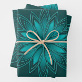 Tealblatt-Mandala-Design auf Dunkelcyan Geschenkpapier Set (Beispiel)