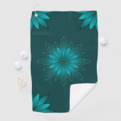 Tealblatt-Mandala-Design auf Dunkelcyan Golfhandtuch (Insitu)