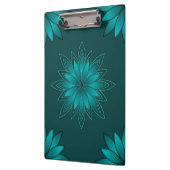 Tealblatt-Mandala-Design auf Dunkelzyan Klemmbrett (Links)