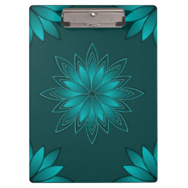 Tealblatt-Mandala-Design auf Dunkelzyan Klemmbrett