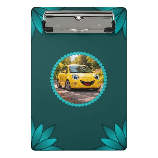 Tealblatt-Mandala-Design auf Dunkelzyan Mini Klemmbrett (Vorderseite)