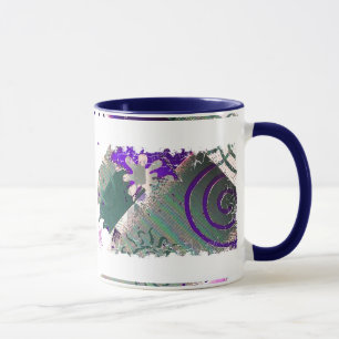 Teale und Lila Geometric - Ringer-Tasse mit 2 Seit Tasse