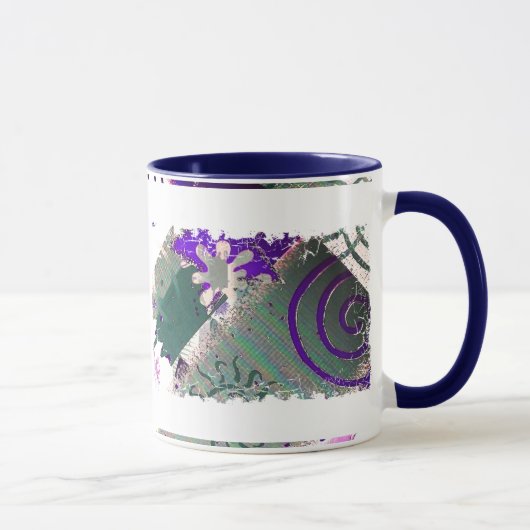 Teale und Lila Geometric - Ringer-Tasse mit 2 Seit Tasse (Rechts)