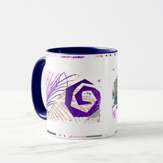 Teale und Lila Geometric - Ringer-Tasse mit 2 Seit Tasse (Vorderseite Links)