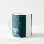 Tealfarbener Diamantring - Save-the-Date Kaffeetasse (Vorderseite Links)