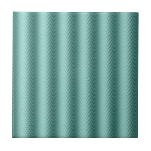Tealgrün-blaue wellige moderne Muster Fliese (Vorderseite)