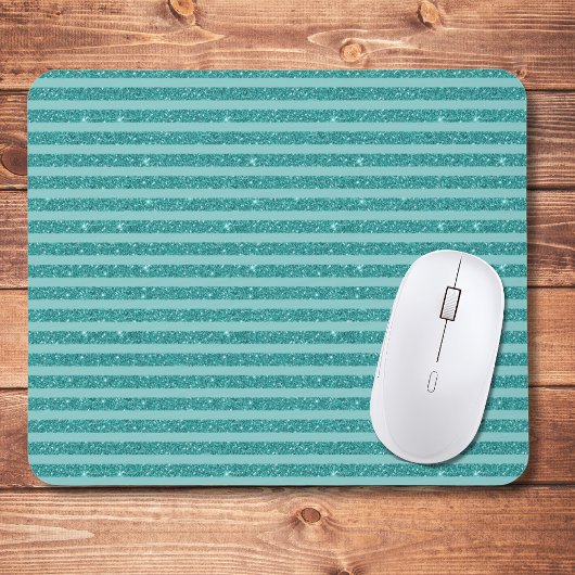Tealgrün Glitter Style horizontale Streifen Mousepad
