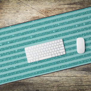 Tealgrün Glitter Style Horizontale Streifen Schreibtischunterlage