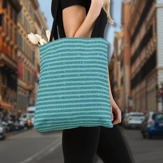 Tealgrüner Glitter-Stil horizontale Streifen Tasche