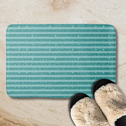 Tealgrüner Glitter-Stil mit horizontalen Streifen Badematte
