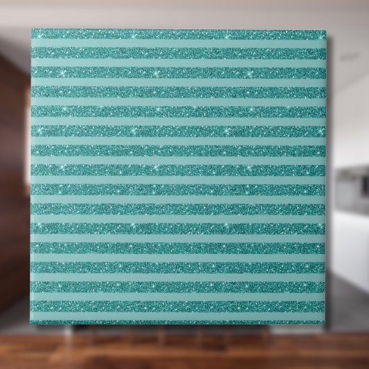 Tealgrüner Glitter-Stil mit horizontalen Streifen Fliese
