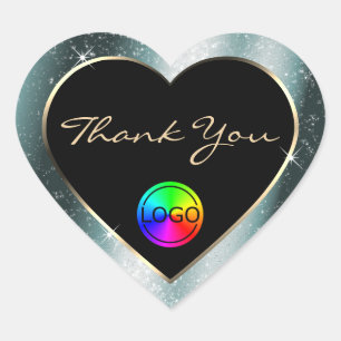 Tealish Metal Glitzer Frame Vielen Dank mit Logo Herz-Aufkleber
