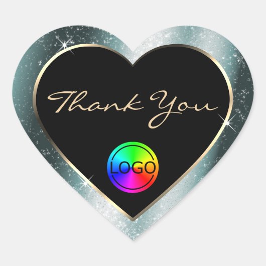 Tealish Metal Glitzer Frame Vielen Dank mit Logo Herz-Aufkleber (Vorderseite)