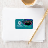 TealPurple Peacock Feather Monogram Address Label Adressaufkleber (Insitu)