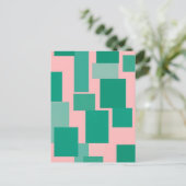 Tealrosa-Farbblockmuster modernes Abstract  Postkarte (Stehend Vorderseite)